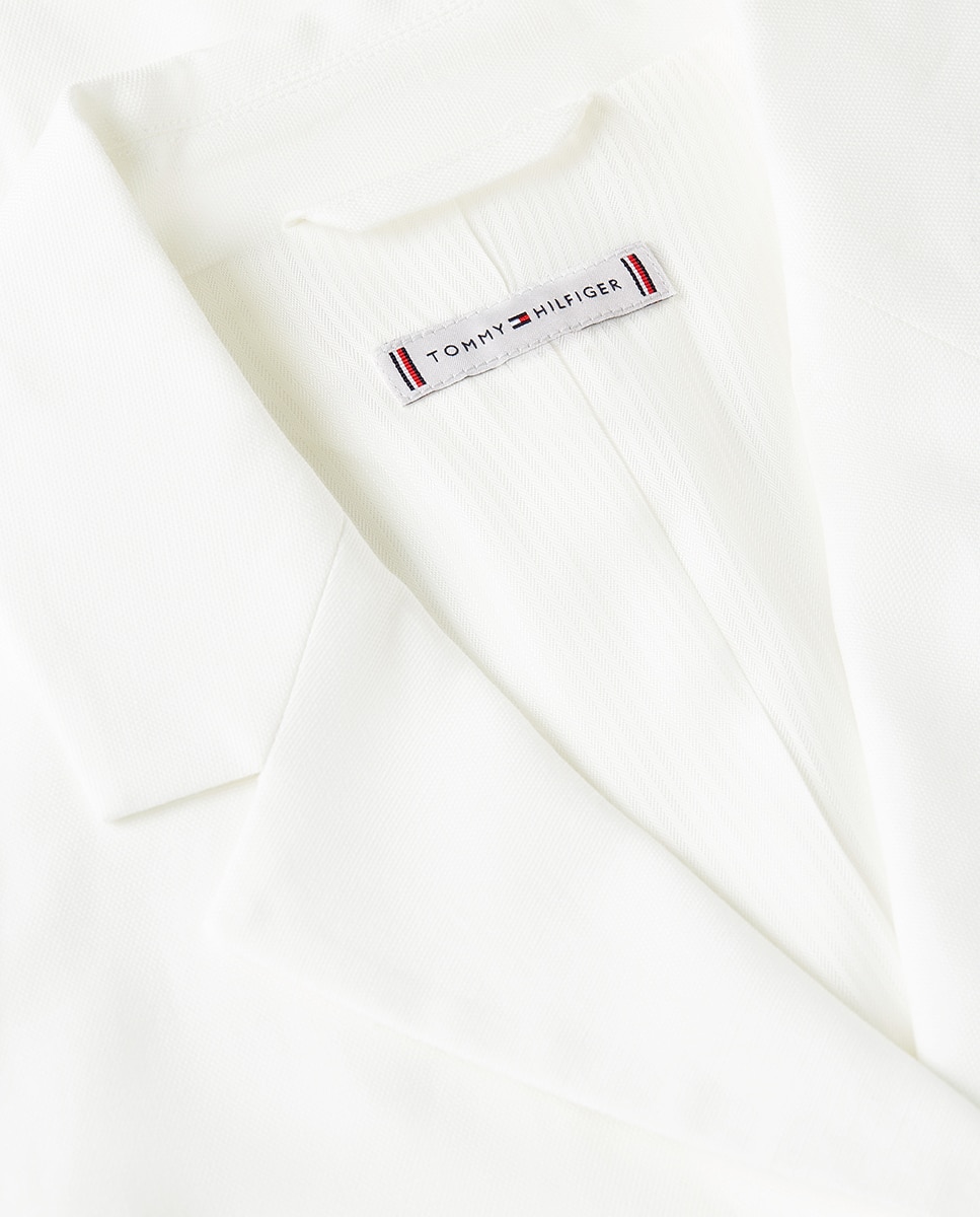 Blazer Cintado de Linho com Botões Dourados Branco-6