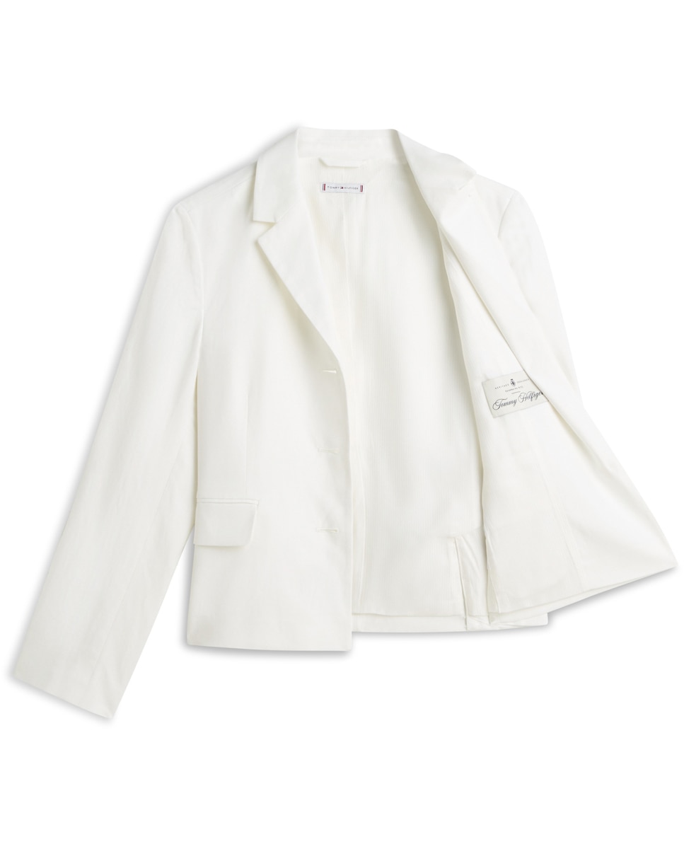 Blazer Cintado de Linho com Botões Dourados Branco-9