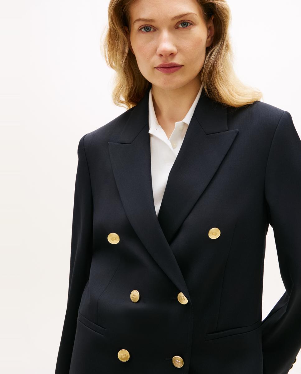 Blazer assertoado com botões dourados Azul-marinho-3