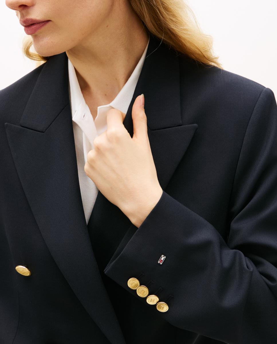 Blazer assertoado com botões dourados Azul-marinho-5