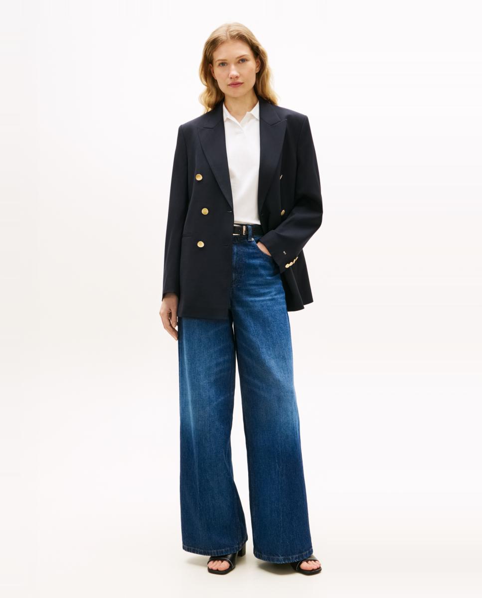 Blazer assertoado com botões dourados Azul-marinho-12