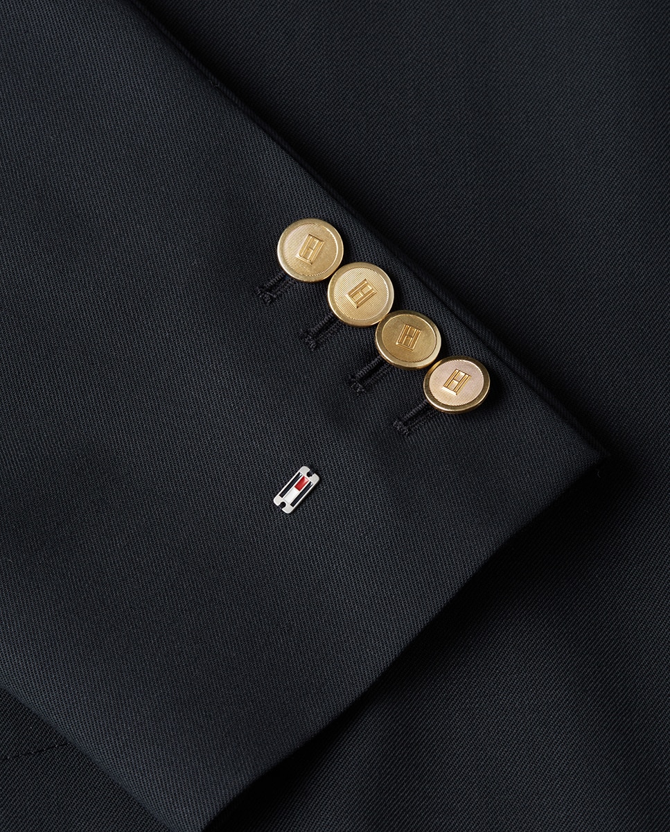 Blazer assertoado com botões dourados Azul-marinho-10