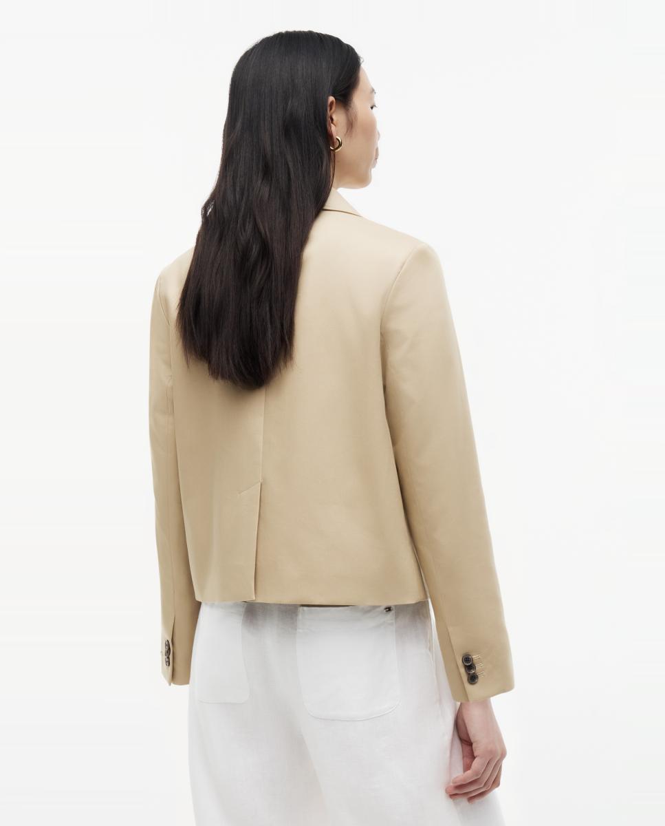 Blazer em Tecido Chino com Logótipo no Peito Camel-4
