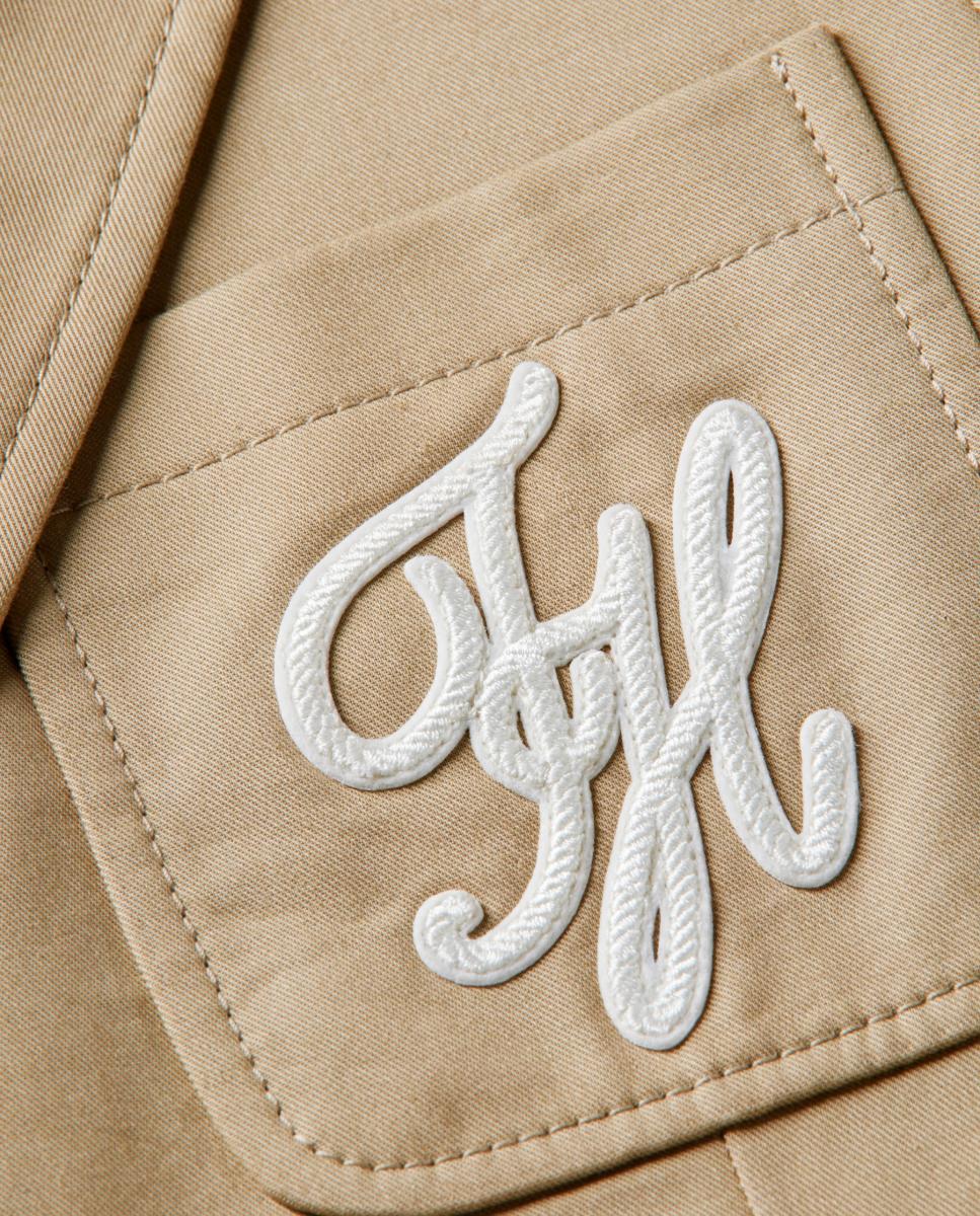 Blazer em Tecido Chino com Logótipo no Peito Camel-6