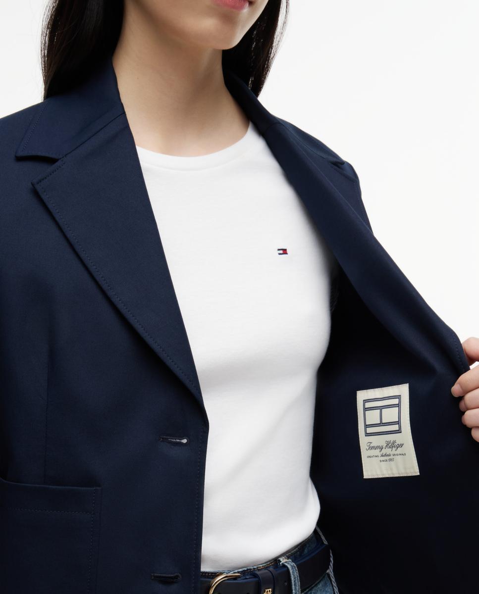 Blazer em Tecido Chino com Logótipo no Peito Azul-marinho-3