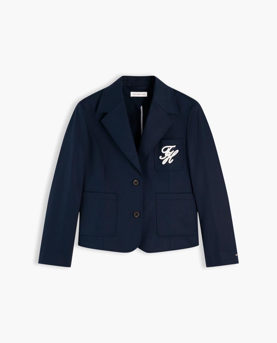 Blazer em Tecido Chino com Logótipo no Peito Azul-marinho-6