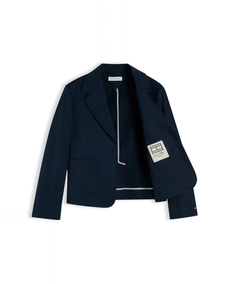 Blazer em Tecido Chino com Logótipo no Peito Azul-marinho-7