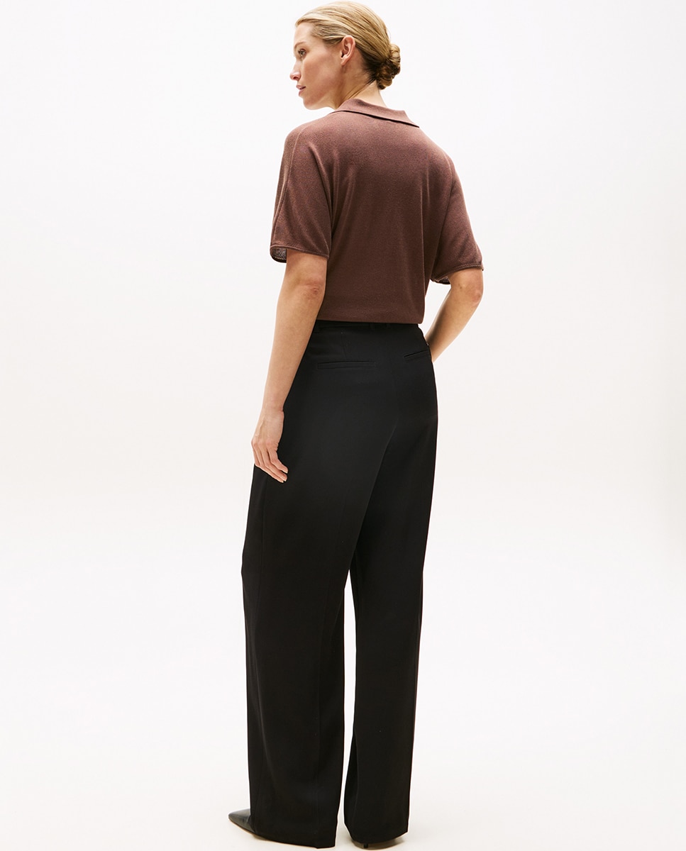 Calças Chino Relaxed Straight Preto-4