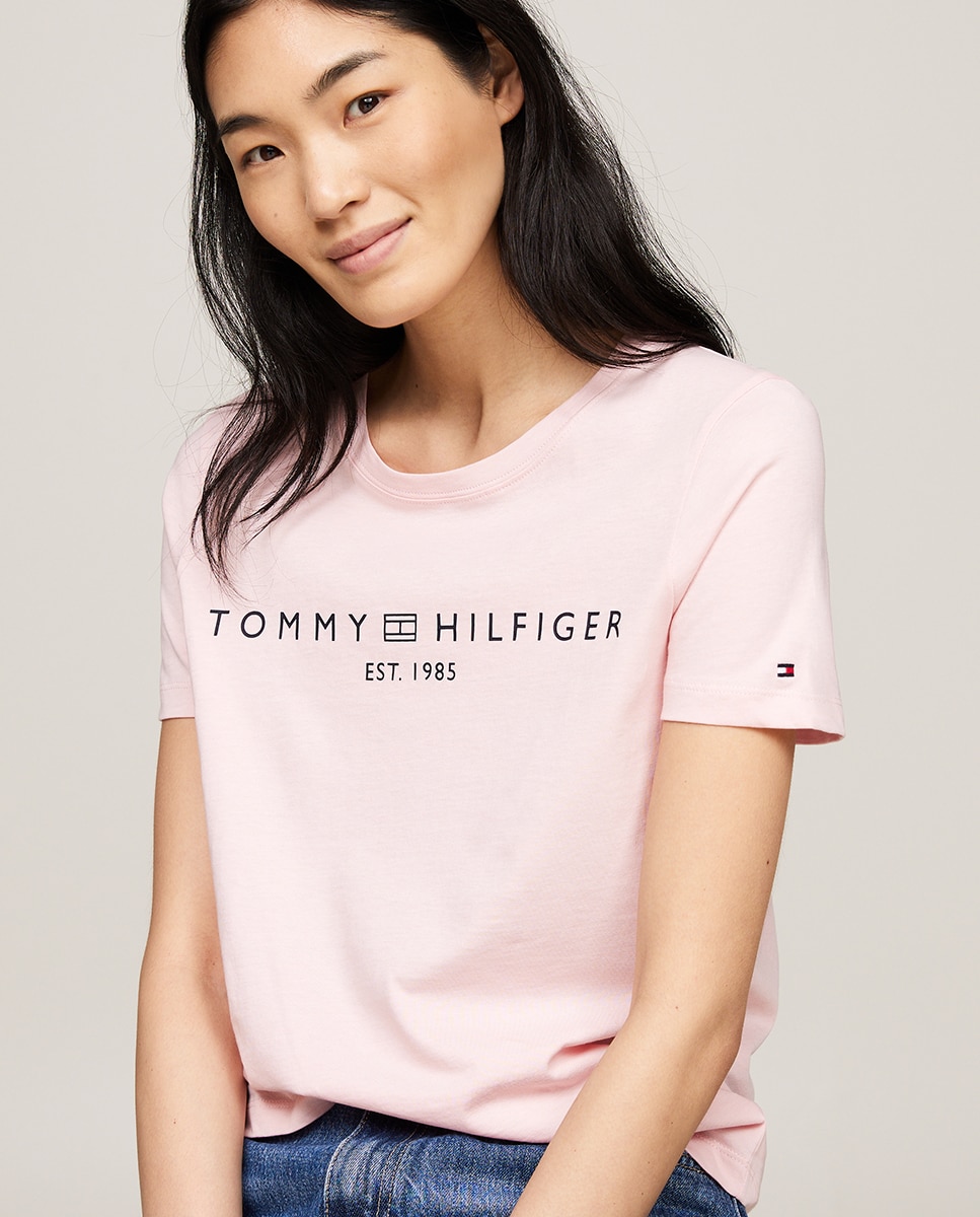 T-shirt de mulher com manga curta e decote redondo Rosa-claro-3