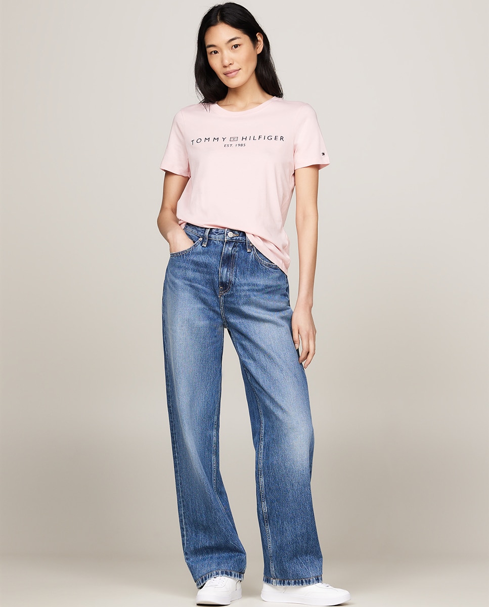 T-shirt de mulher com manga curta e decote redondo Rosa-claro-7