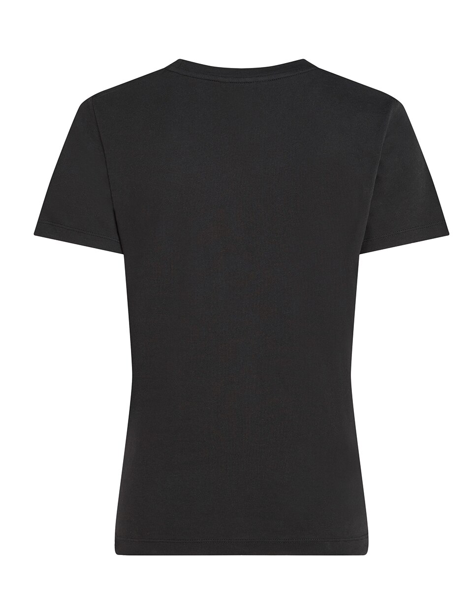 T-shirt de mulher com manga curta e decote redondo Preto-6