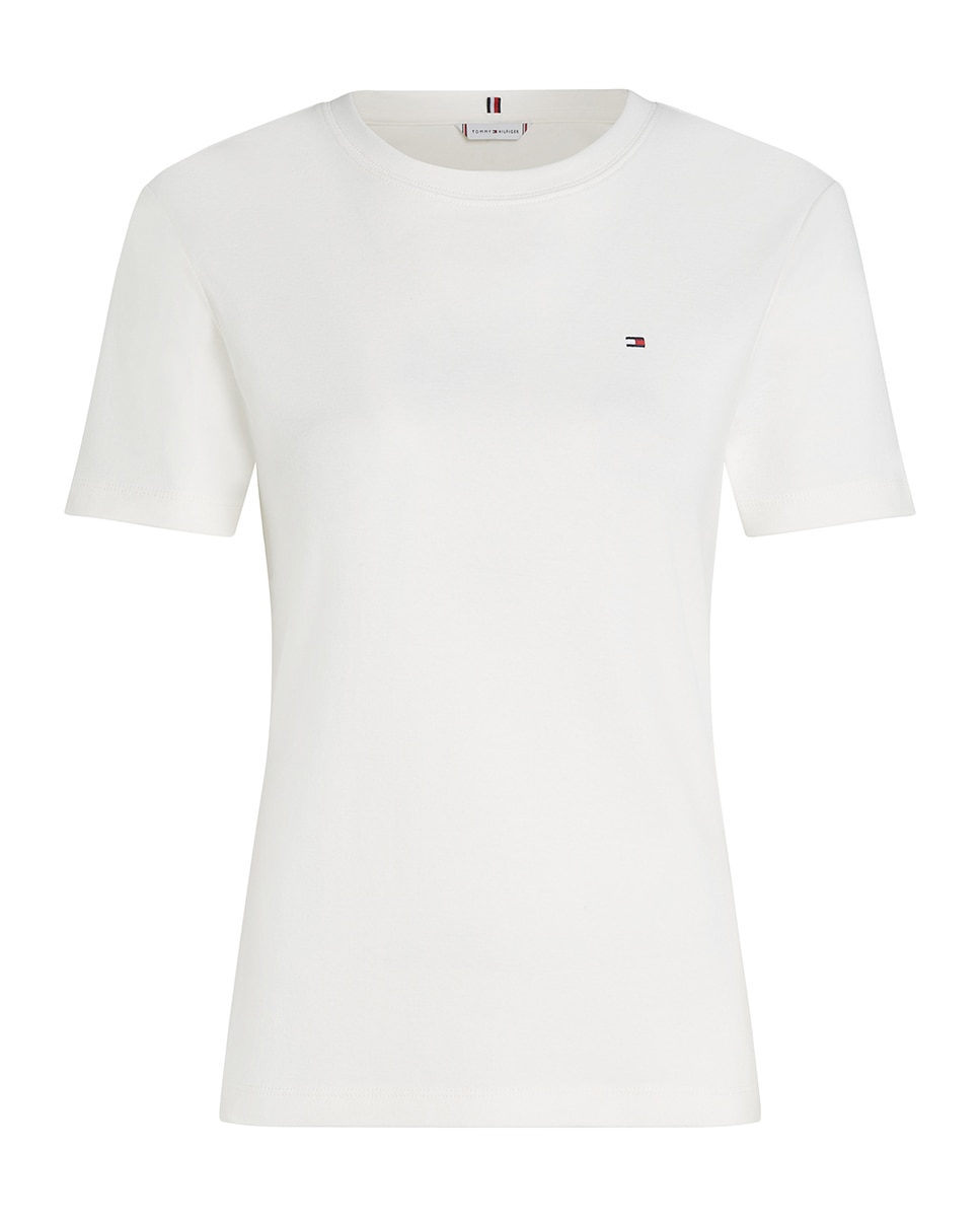 T-shirt de mulher com manga curta e decote redondo Branco-3