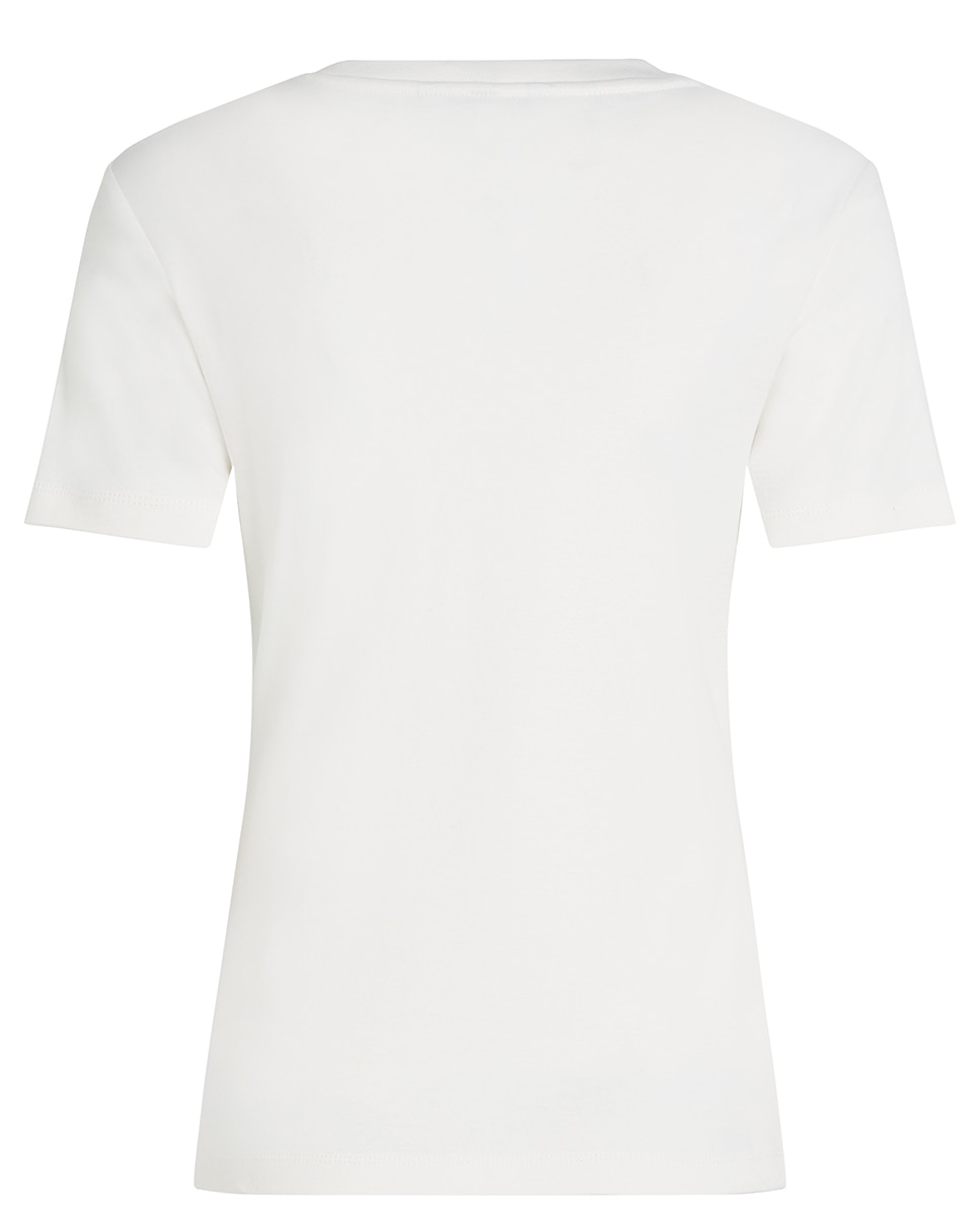T-shirt de mulher com manga curta e decote redondo Branco-4