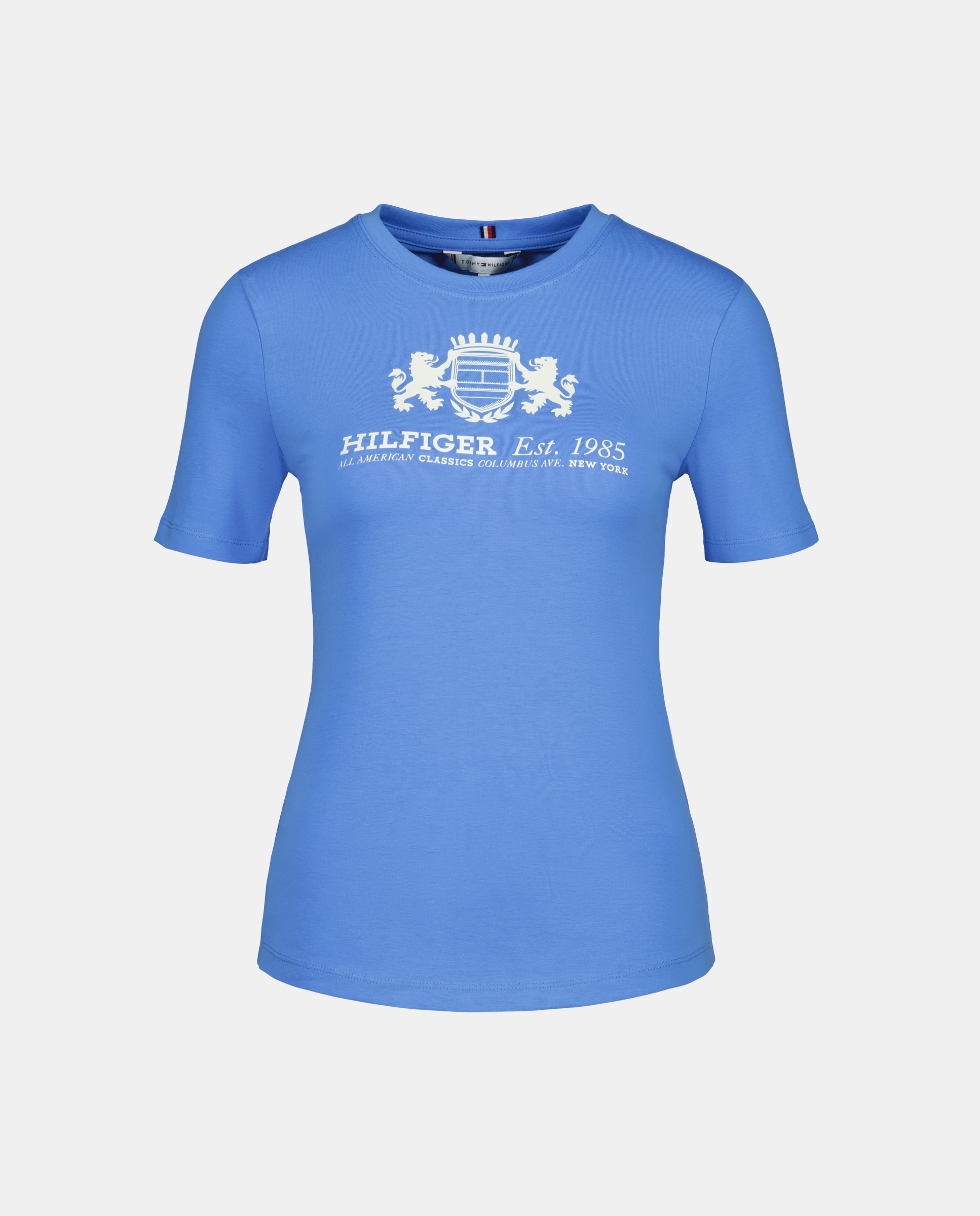 T-shirt de Manga Curta com Decote Redondo e Logótipo à Frente Azul-4