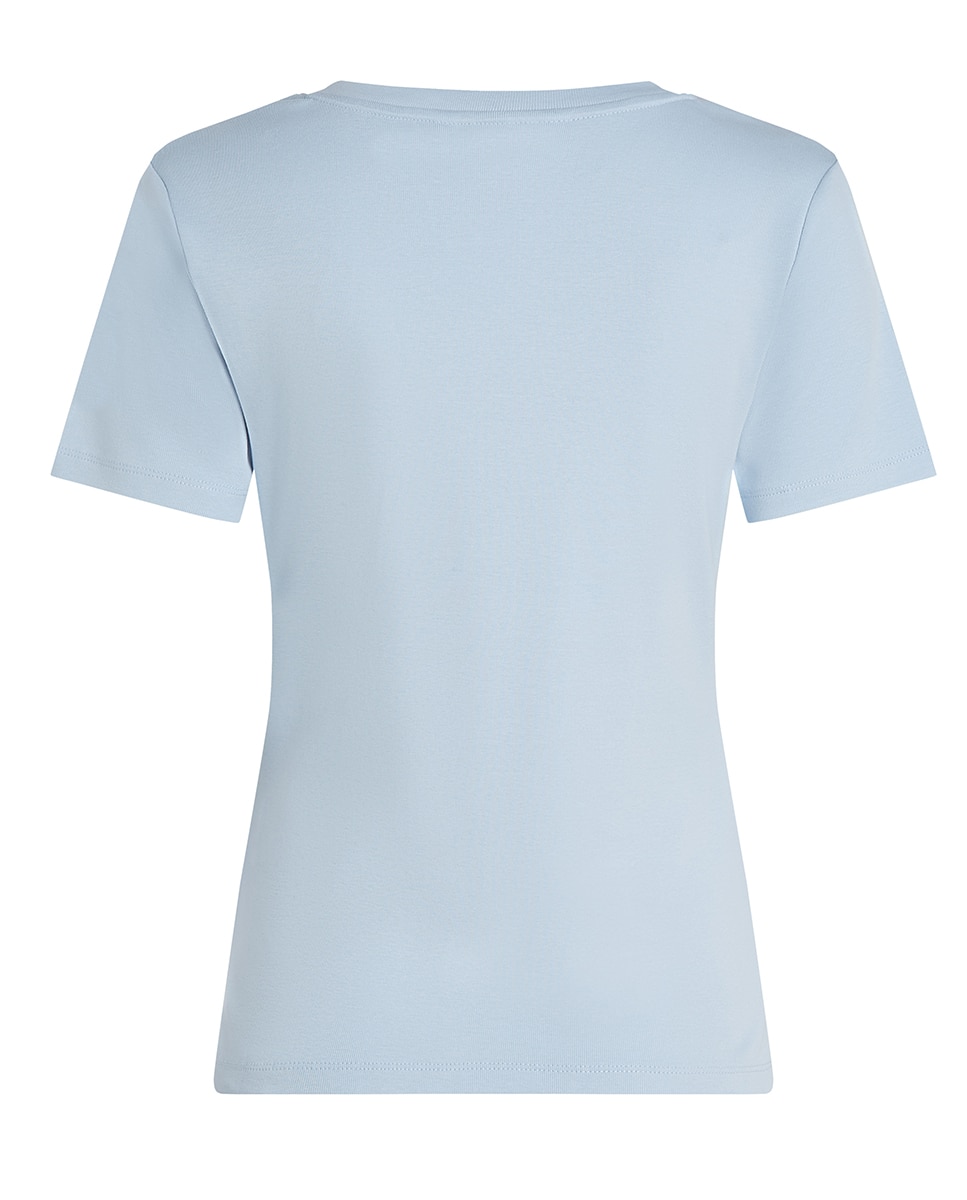 T-shirt com manga curta e decote em bico Azul-claro-5