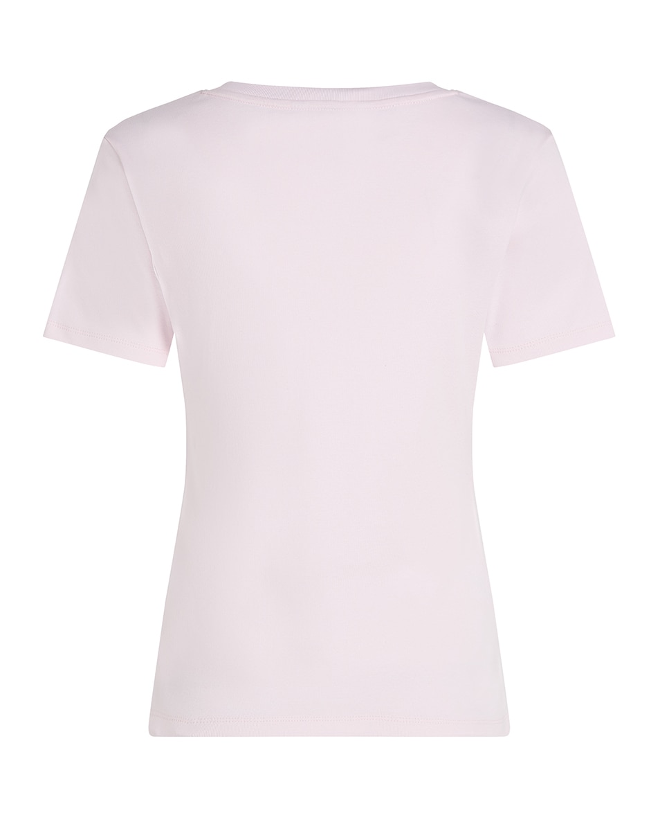 T-shirt com manga curta e decote em bico Rosa-claro-5