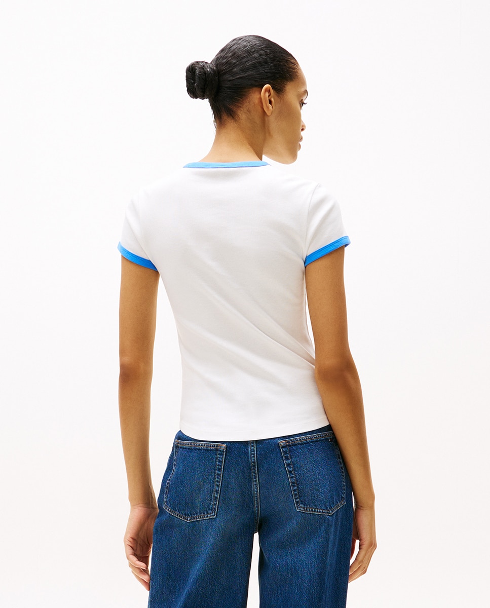T-shirt Slim de Manga Curta Branco-2