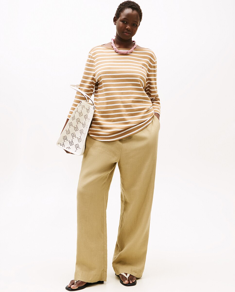 T-shirt Curve de Manga 3/4 Slim Cody Camel-3