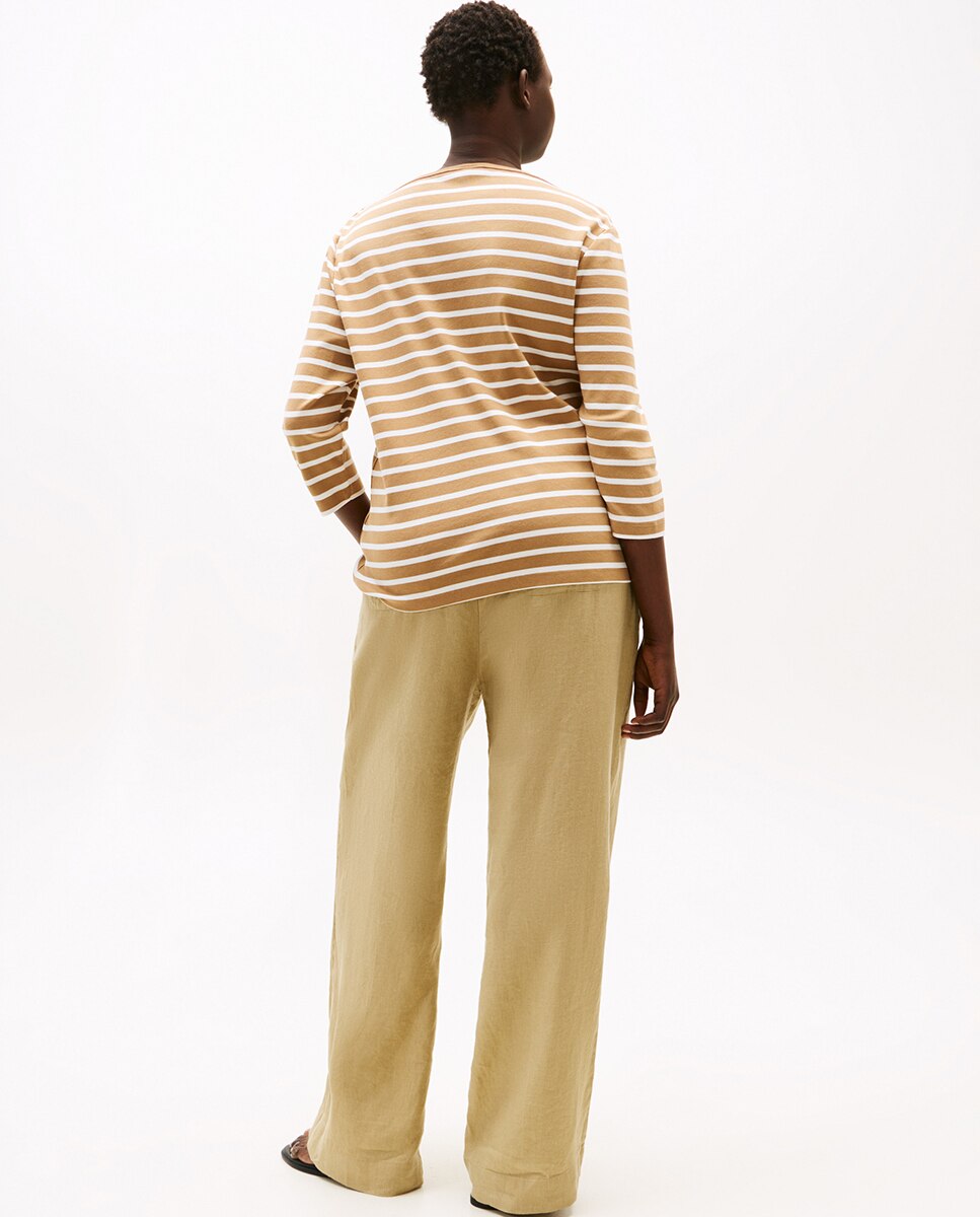 T-shirt Curve de Manga 3/4 Slim Cody Camel-4