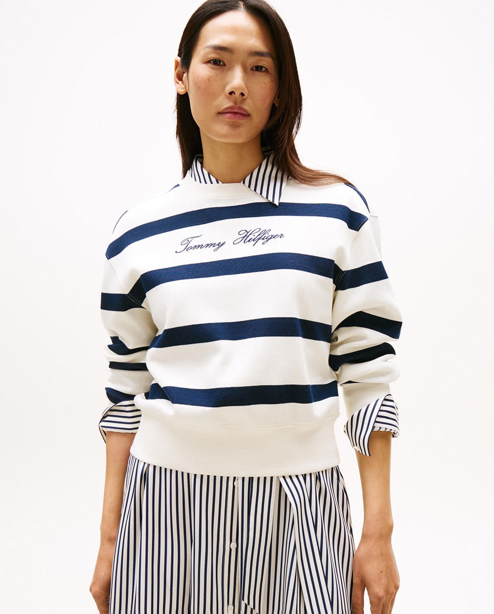Sweatshirt com Logótipo Cursivo Bordado no Peito Branco-1