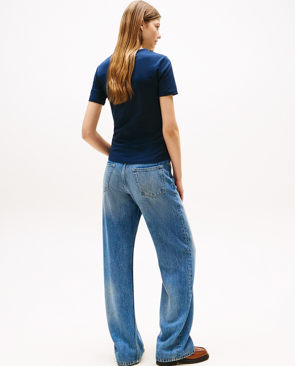 T-shirt de Manga Curta com Logótipo Central Azul-4