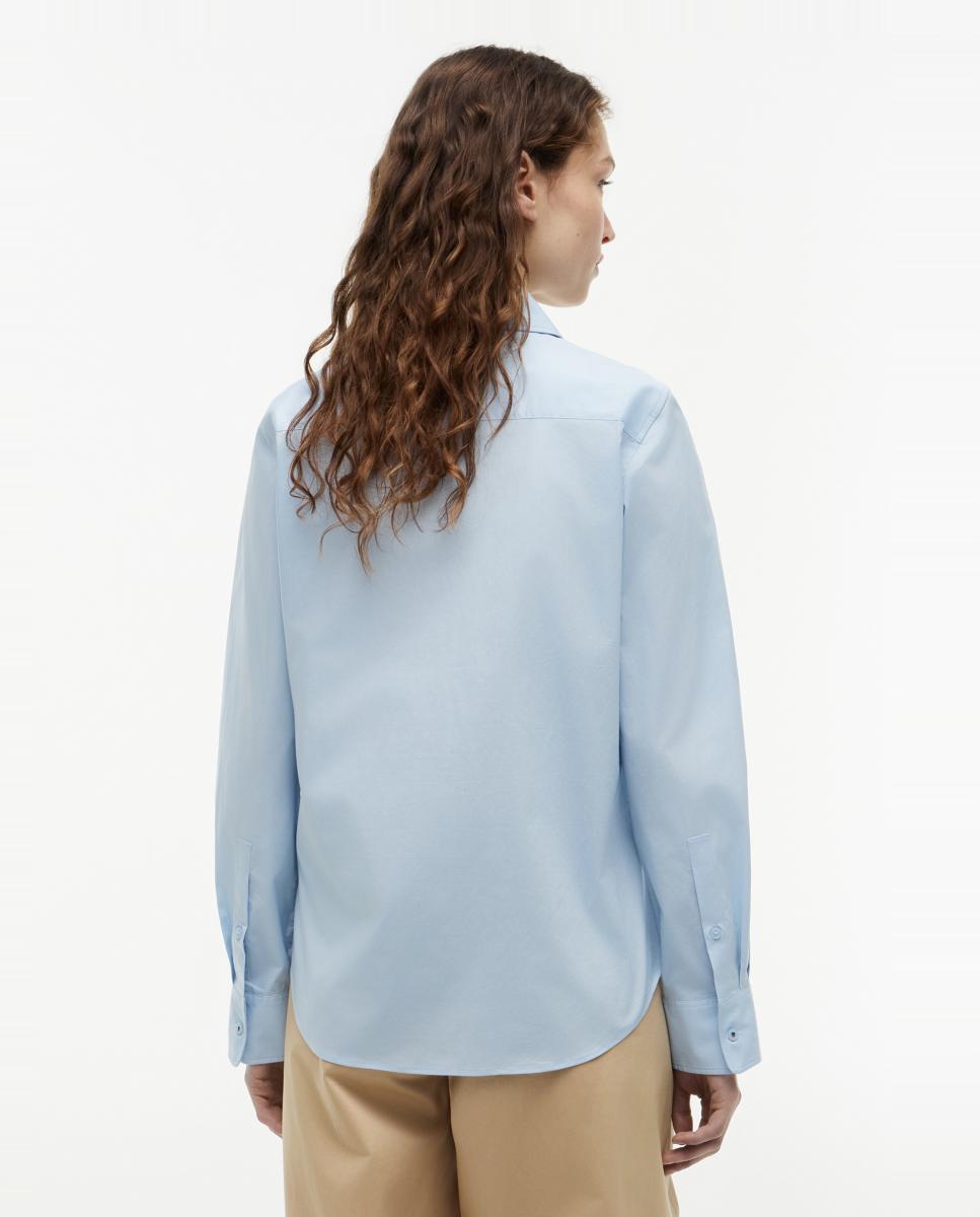 Camisa de Popelina com Manga Comprida Azul-4