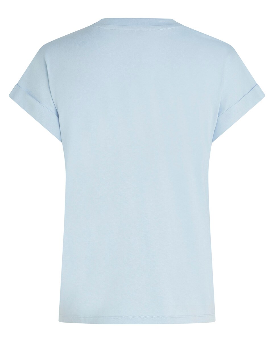 T-shirt de Manga Curta com Logótipo Atonal Bordado Azul-claro-2