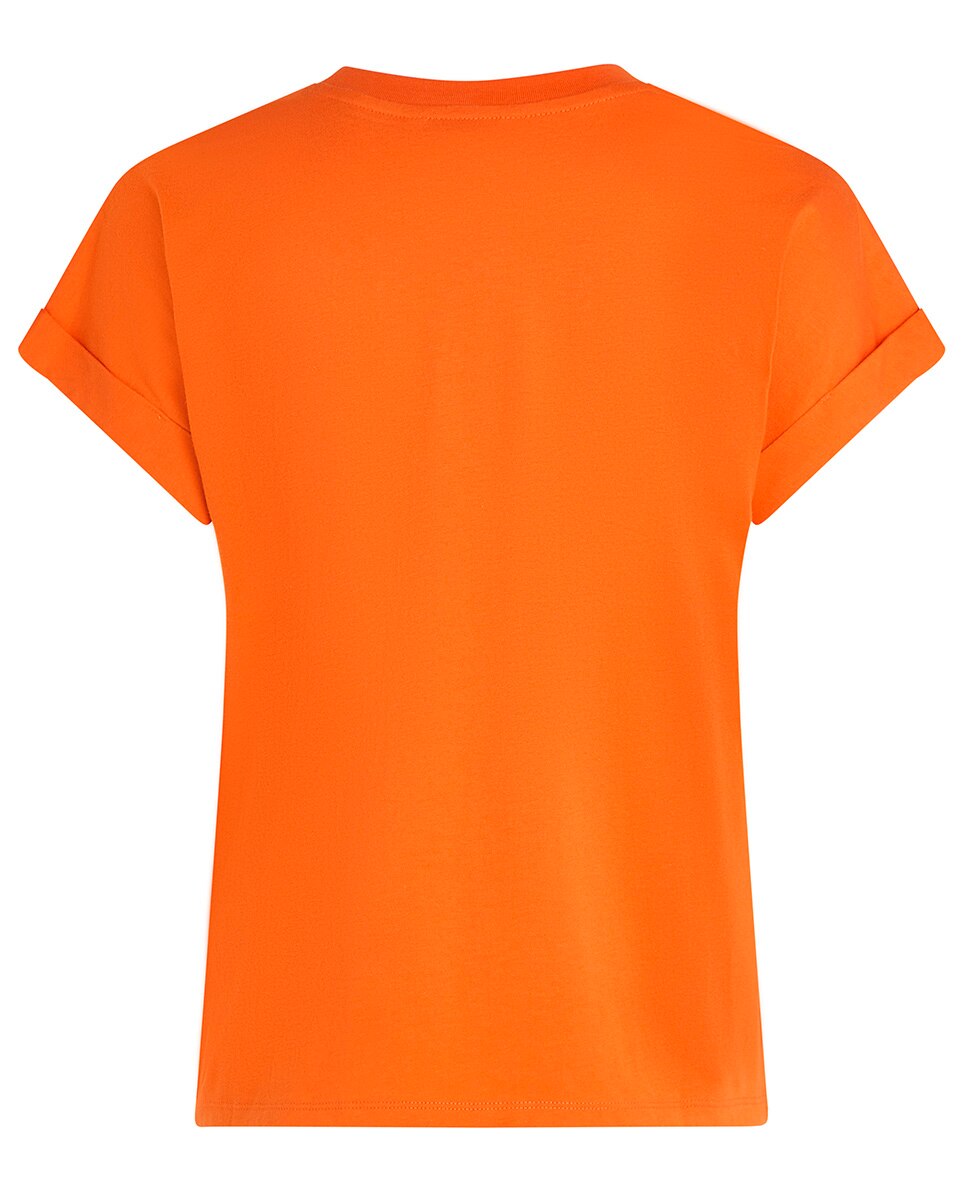 T-shirt de Manga Curta com Logótipo Atonal Bordado Laranja-2