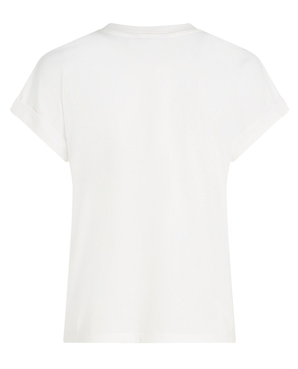 T-shirt de Manga Curta com Logótipo Atonal Bordado Branco-2