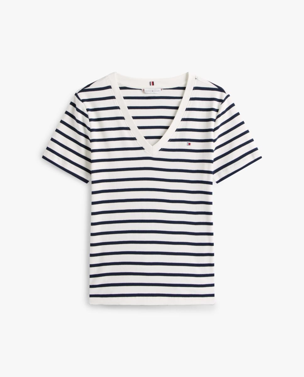 T-shirt Slim Cody de Manga Curta e Decote em Bico Azul-marinho-5