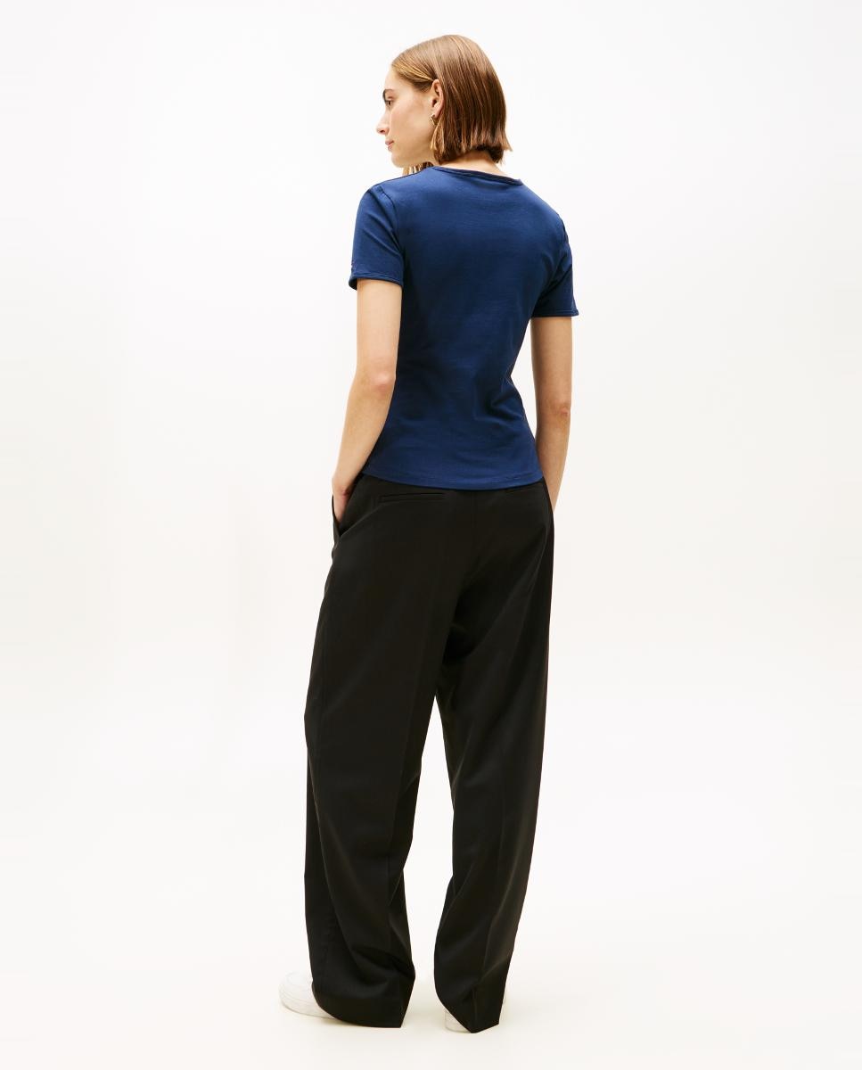 T-shirt Slim com Logótipo Crest à Frente Azul-marinho-2