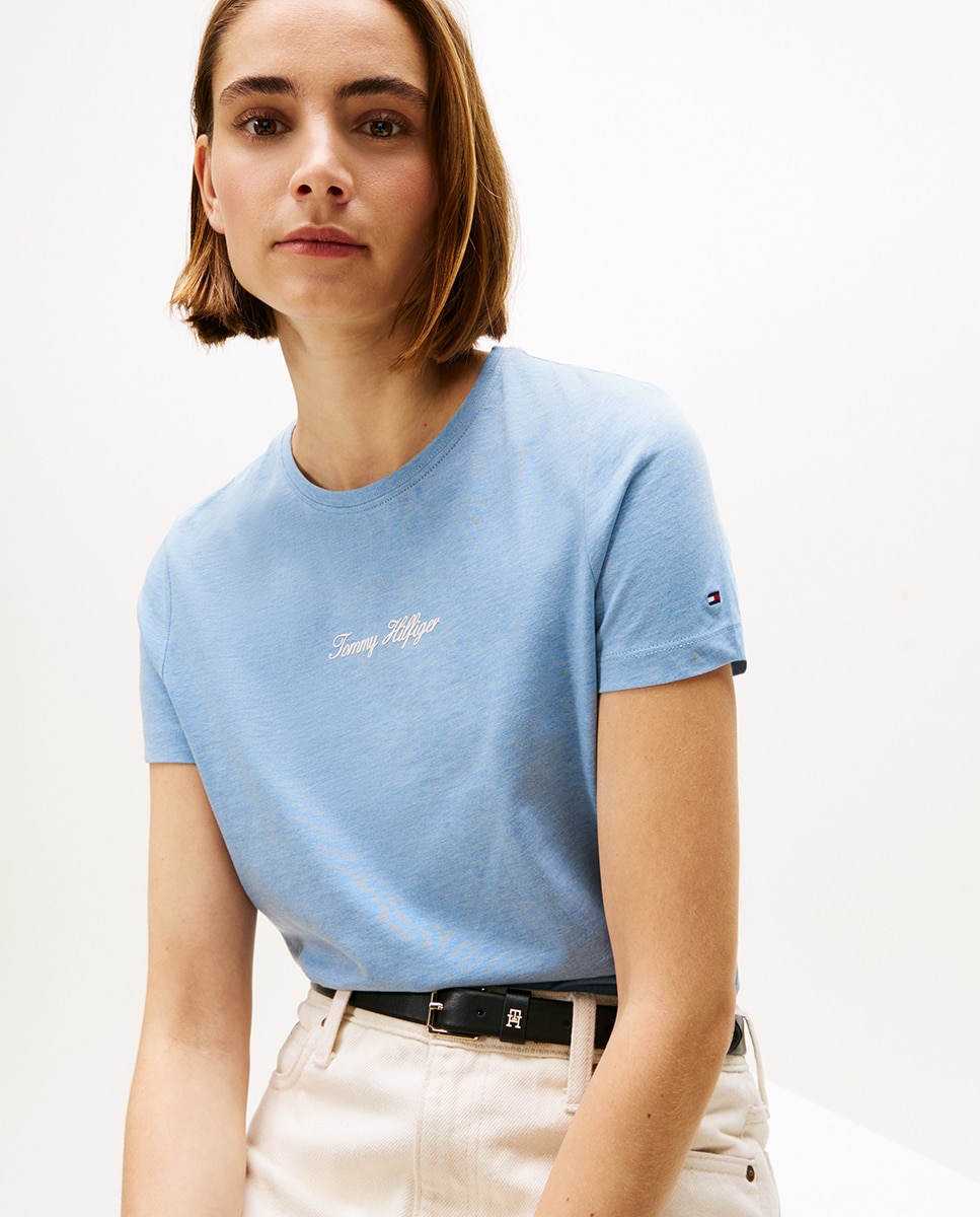 T-shirt com Logótipo Engomado no Peito Azul-claro-3