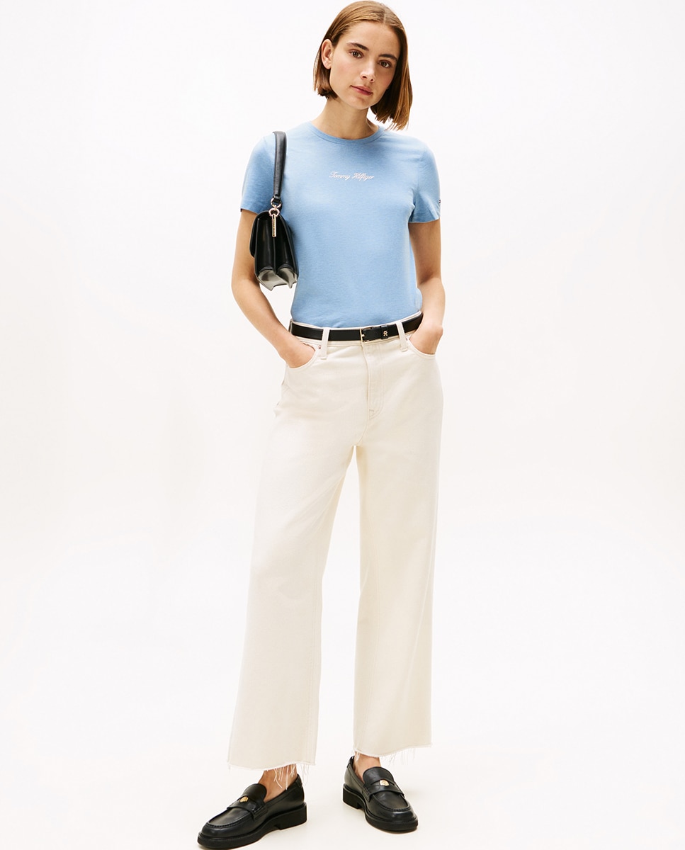 T-shirt com Logótipo Engomado no Peito Azul-claro-5