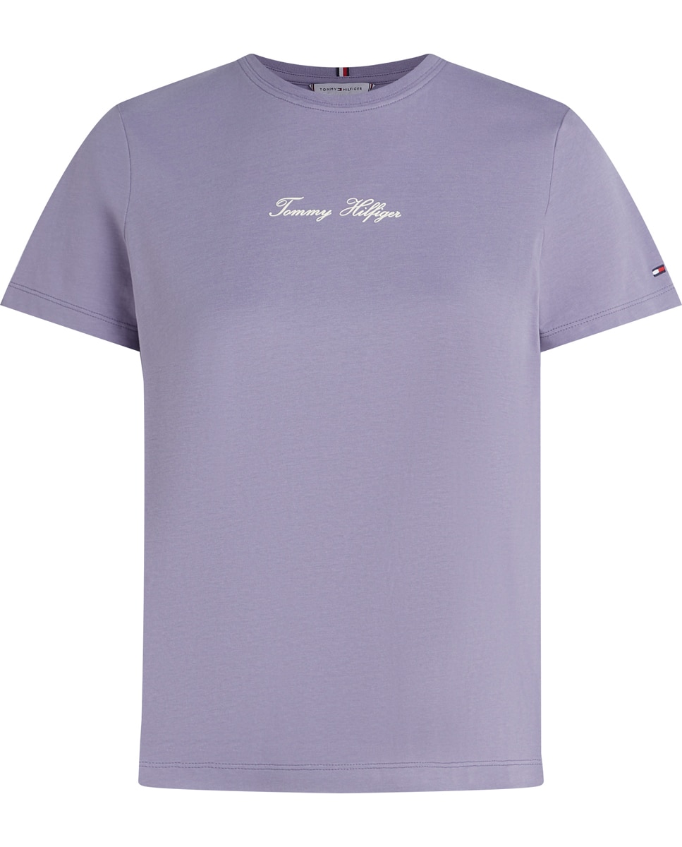 T-shirt com Logótipo Engomado no Peito Lilás-4