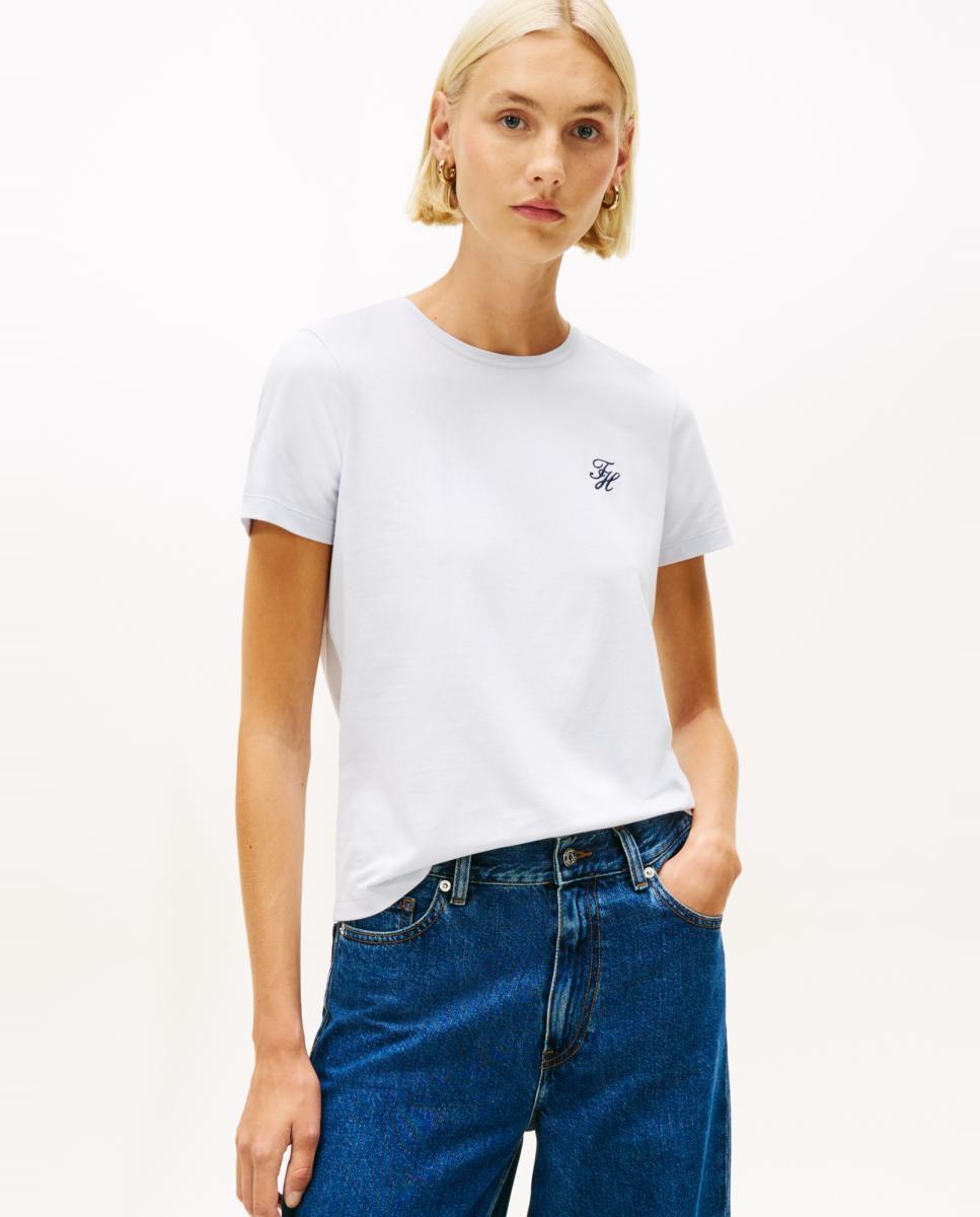 T-shirt com Logótipo Script Bordado Azul-claro-1