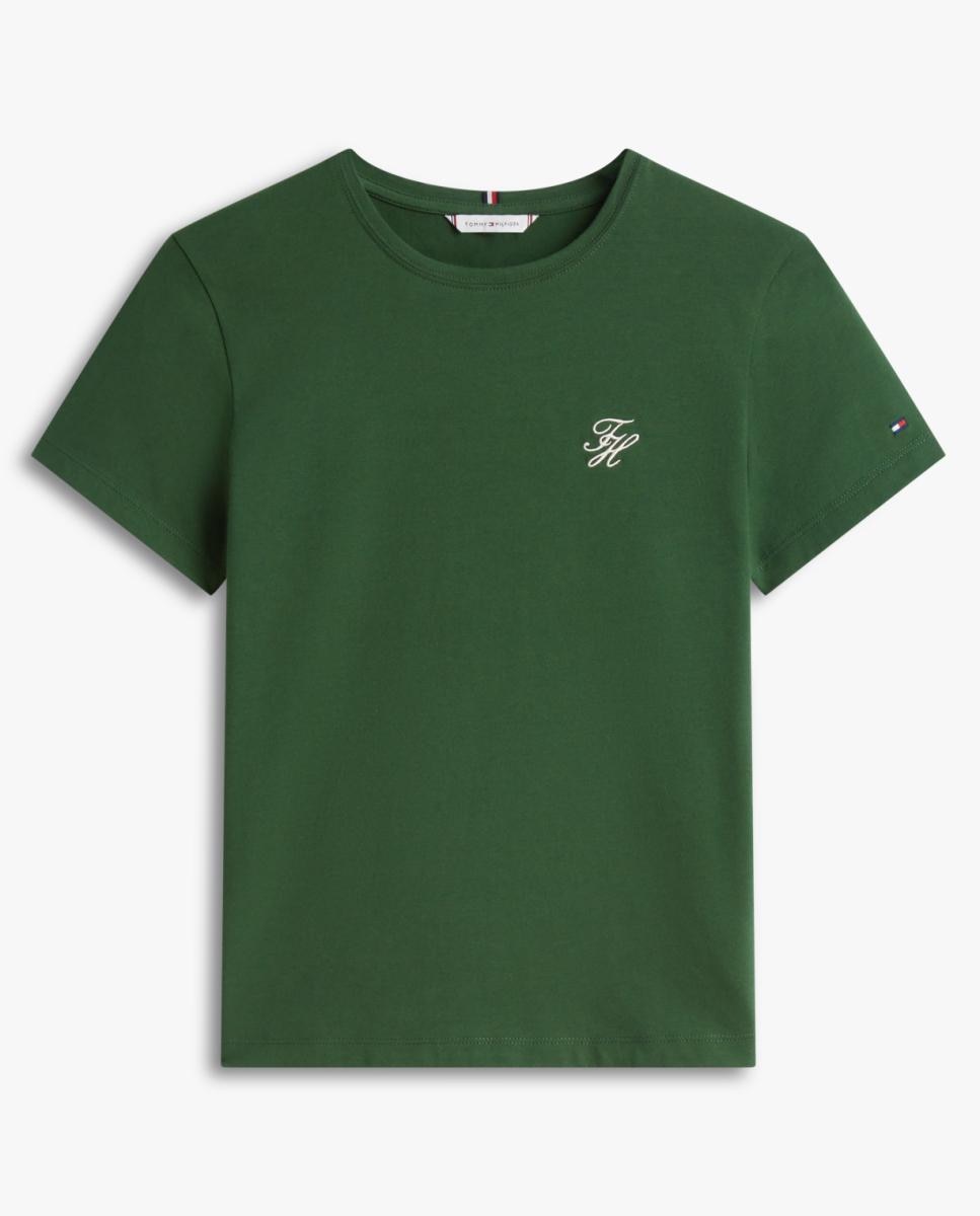 T-shirt às Riscas com Logótipo Bordado Turquesa-4