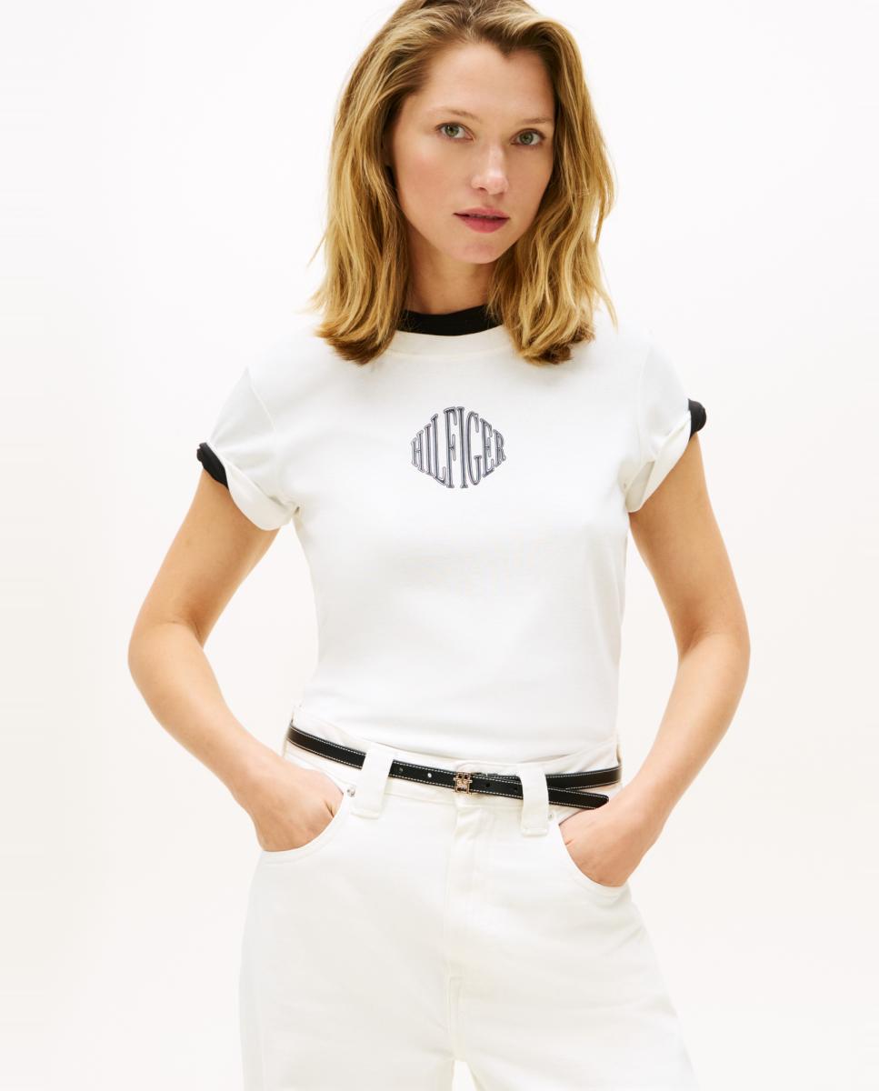 T-shirt com Logótipo Engomado Branco-1