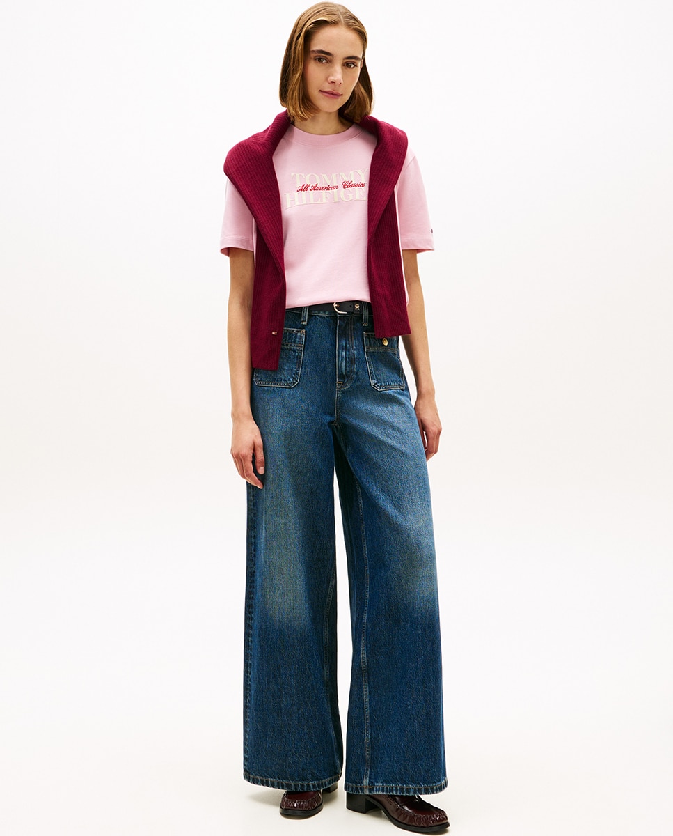 T-shirt com Logótipo Engomado Rosa-8