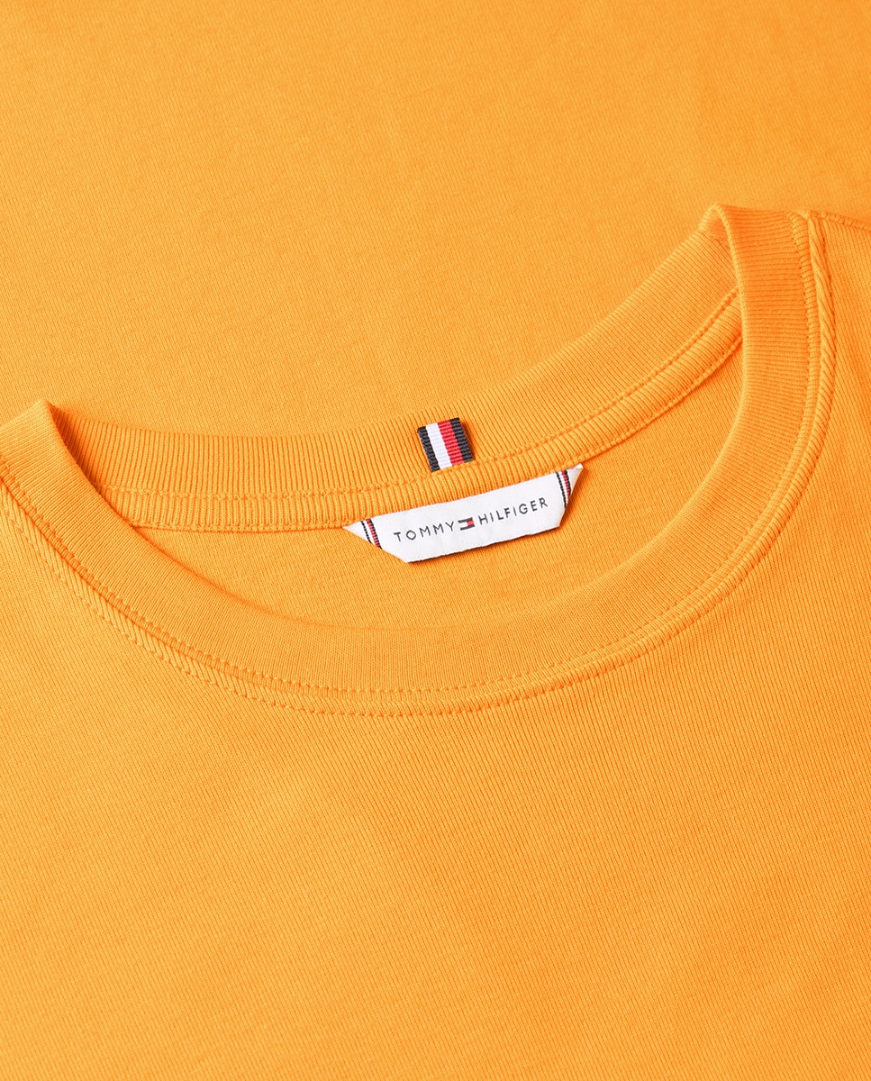 T-shirt de Silhueta Slim com Decote Redondo Mostarda-6