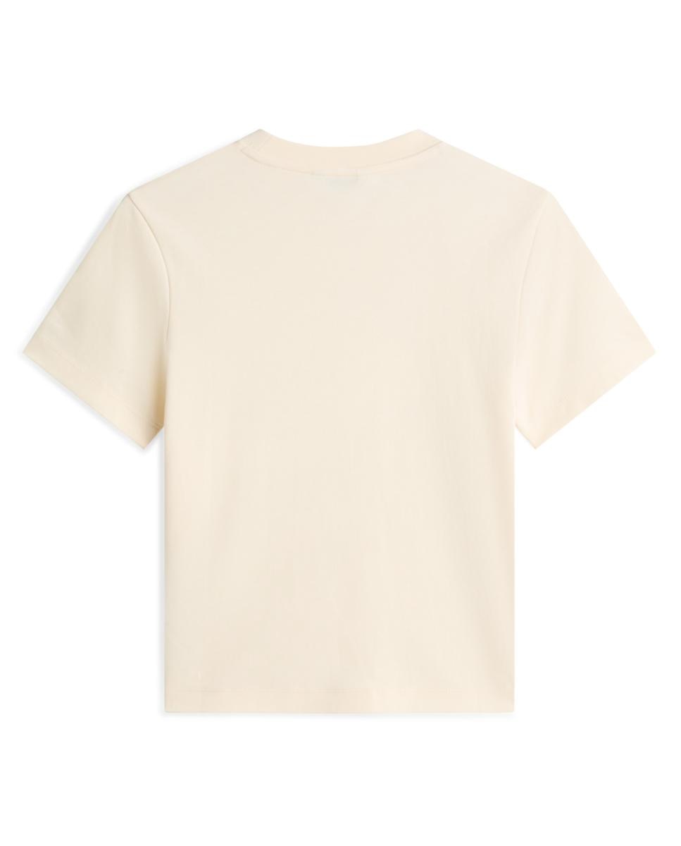 T-shirt de mulher com manga curta e logótipo à frente Cru-2