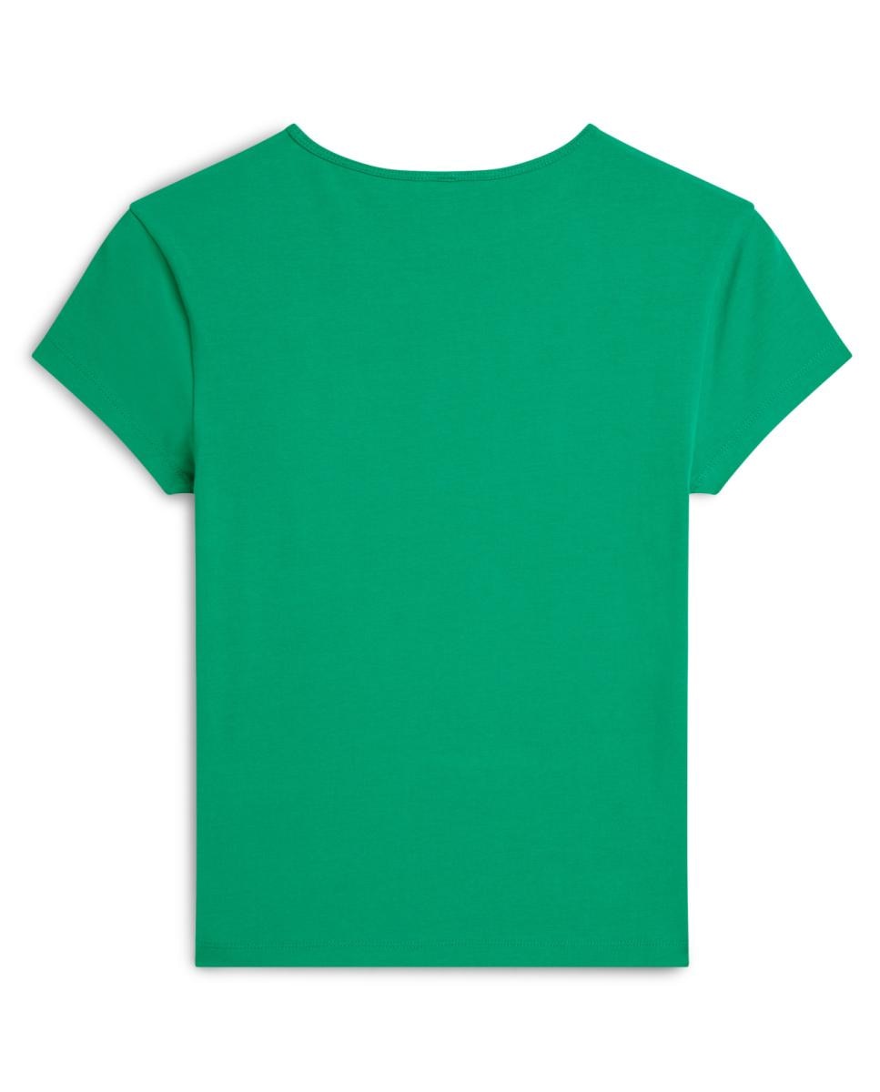 T-shirt Cintada de Manga Curta com Logótipo TH Script à Frente Esmeralda-2