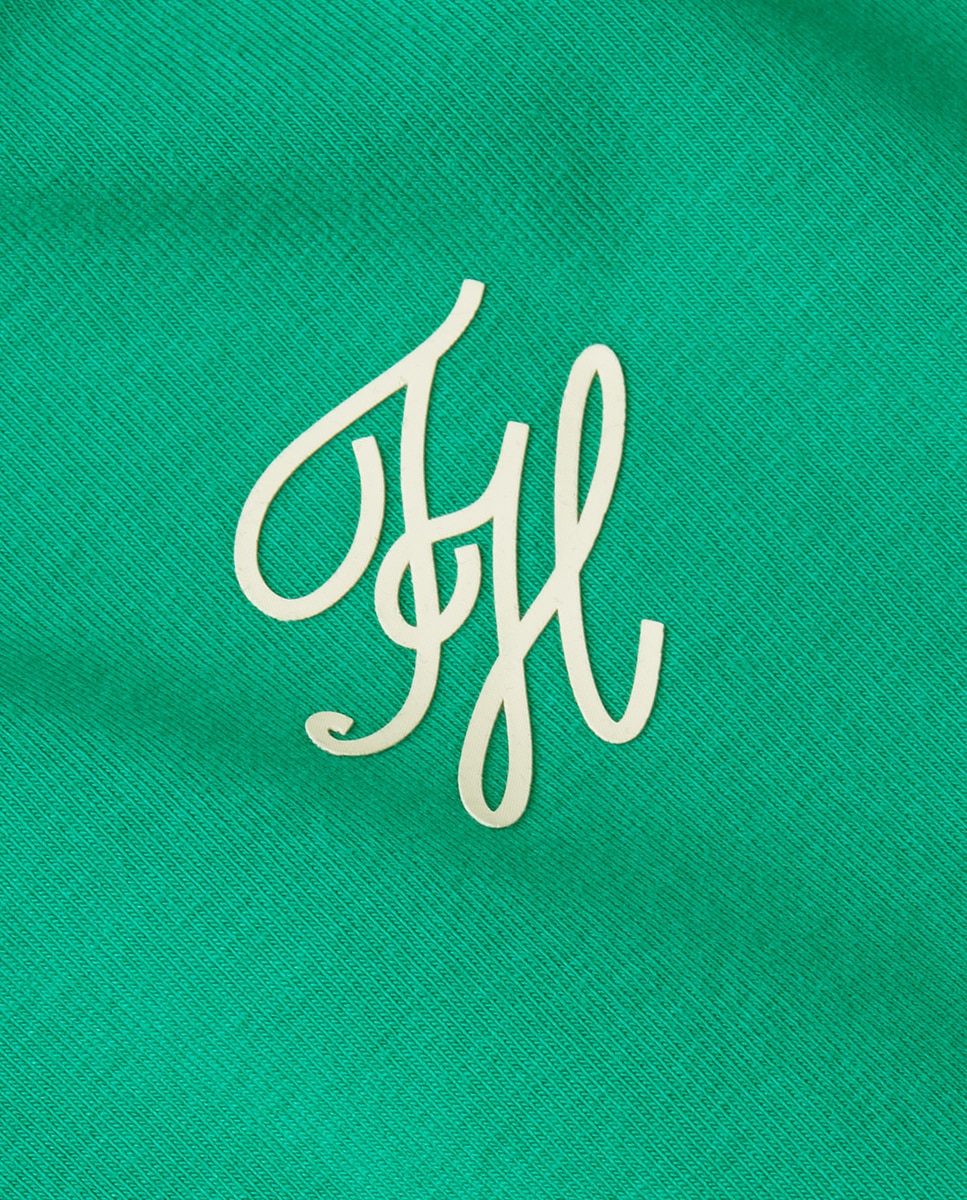 T-shirt Cintada de Manga Curta com Logótipo TH Script à Frente Esmeralda-4