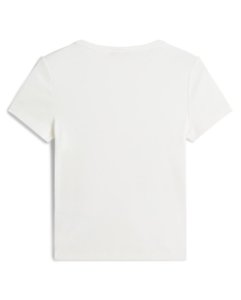 T-shirt Cintada com Botões Dourados Branco-2