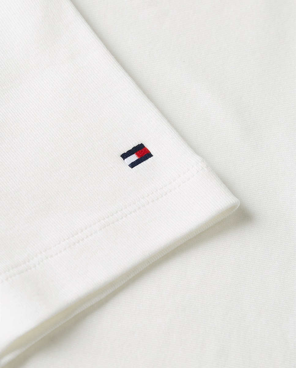 T-shirt Cintada com Botões Dourados Branco-4