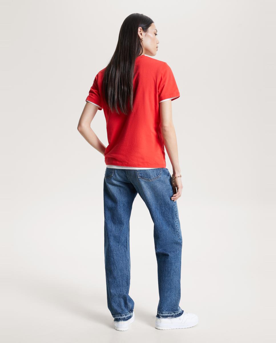 T-shirt com Logótipo Clássico no Peito Vermelho-2