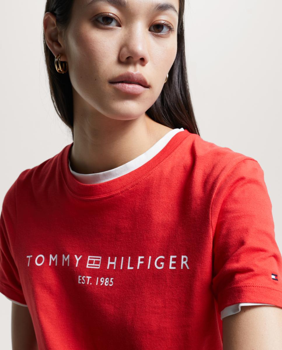 T-shirt com Logótipo Clássico no Peito Vermelho-3