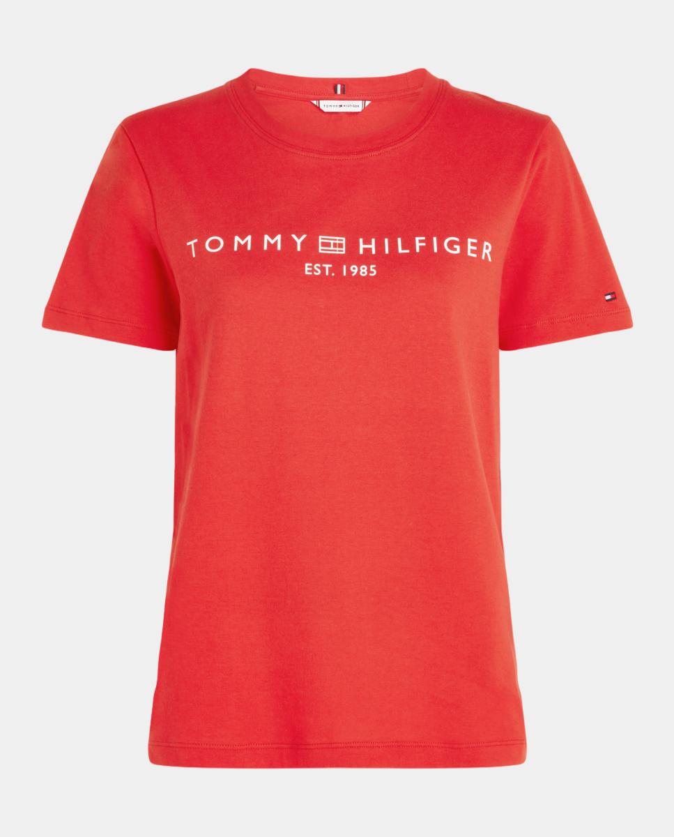 T-shirt com Logótipo Clássico no Peito Vermelho-5