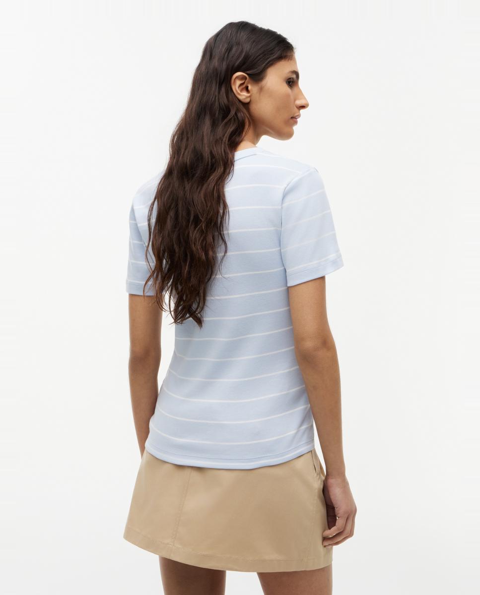 Imagen 4 de Camiseta de mujer Slim Cody de cuello pico - Tommy Hilfiger - Azul claro Azul claro