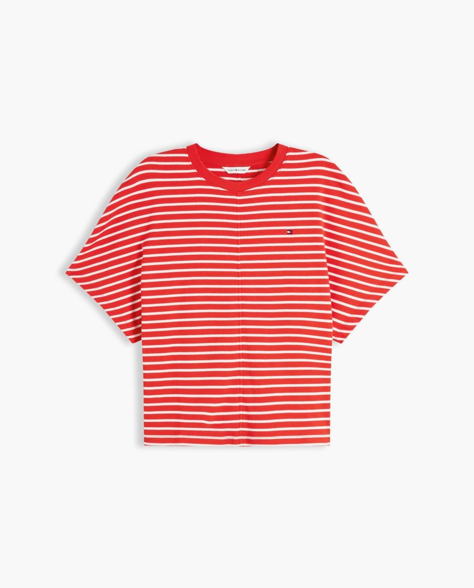 T-shirt de Manga Larga e Decote Redondo Vermelho-5