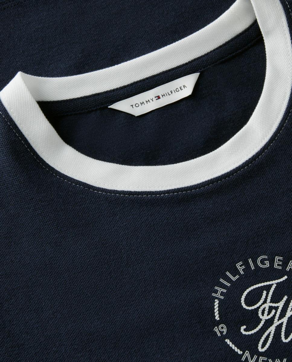T-shirt de Manga Curta e Detalhes em Contraste Azul-marinho-6